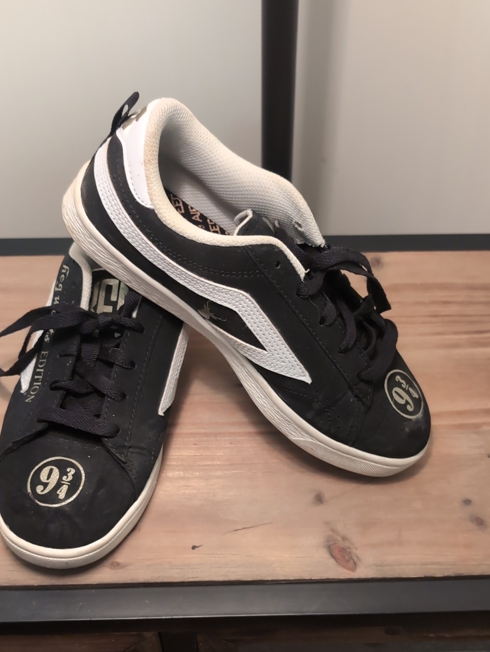 Hogwarts Kids Black and White Skate-Style Sneakers